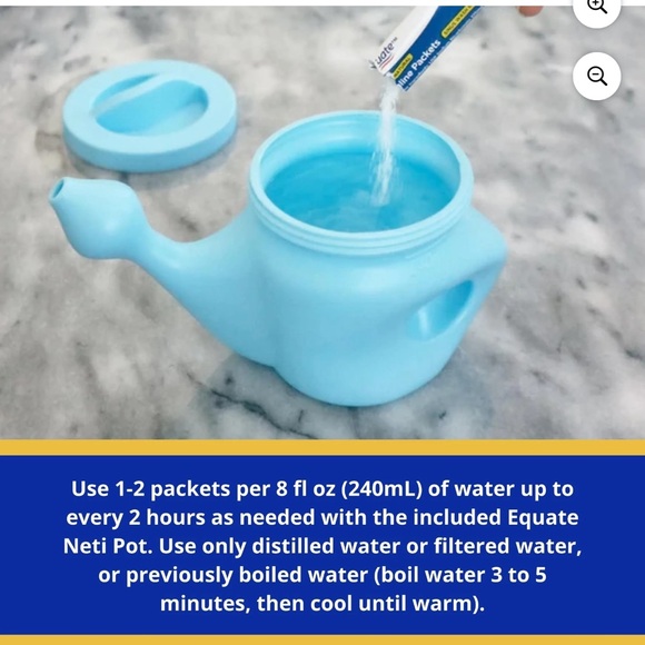 NWT  Equate Neti Pot with 50 Saline Packets Nasal Wash System for SINUS - Picture 3 of 7